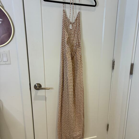 Tiare Hawaii Beige Pebble Print Open Back Midi Slip Dress OS - Picture 5 of 12